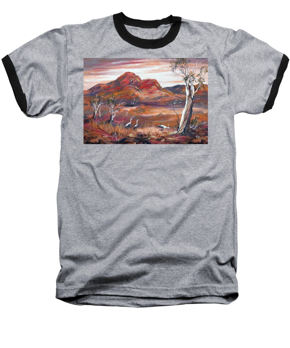 Pilbara Baseball T-Shirt featuring the painting Pilbara, outback, Western Australia, by Ryn Shell