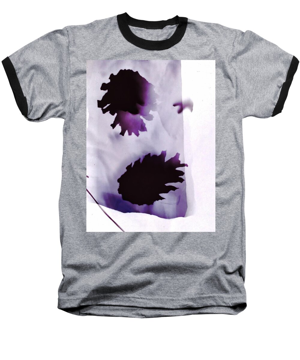 Photogram Baseball T-Shirt featuring the photograph Pine cones ultra violet and white by Itsonlythemoon