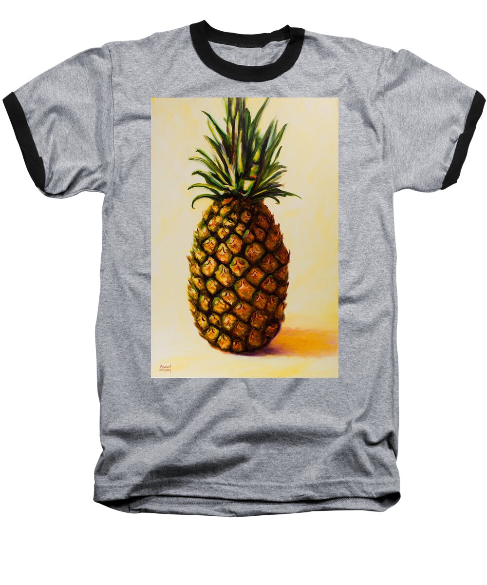 Pineapple Baseball T-Shirt featuring the painting Pineapple Angel by Shannon Grissom