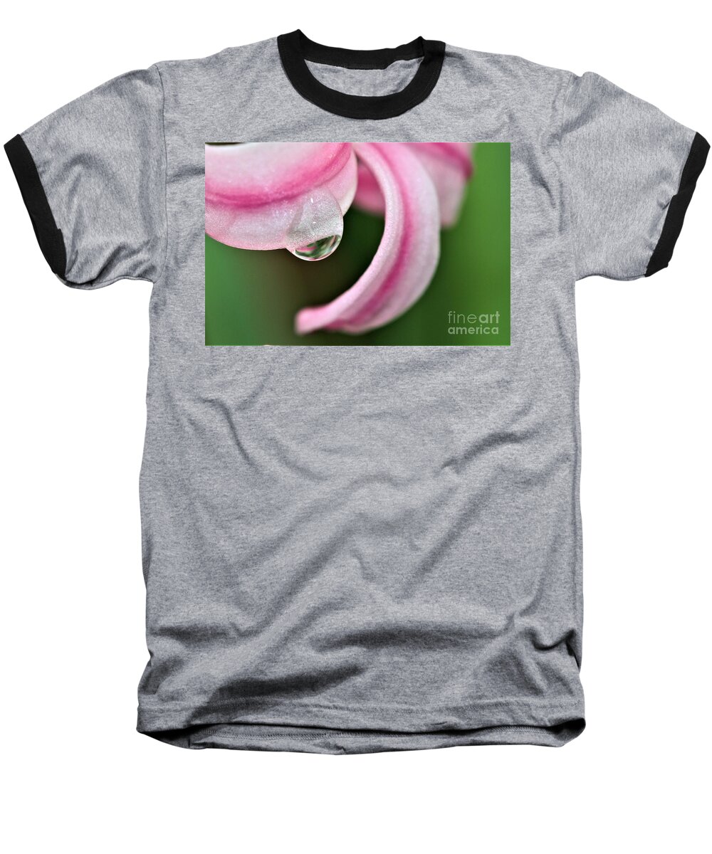Pink Baseball T-Shirt featuring the photograph Pink Droplet by Tracey Lee Cassin