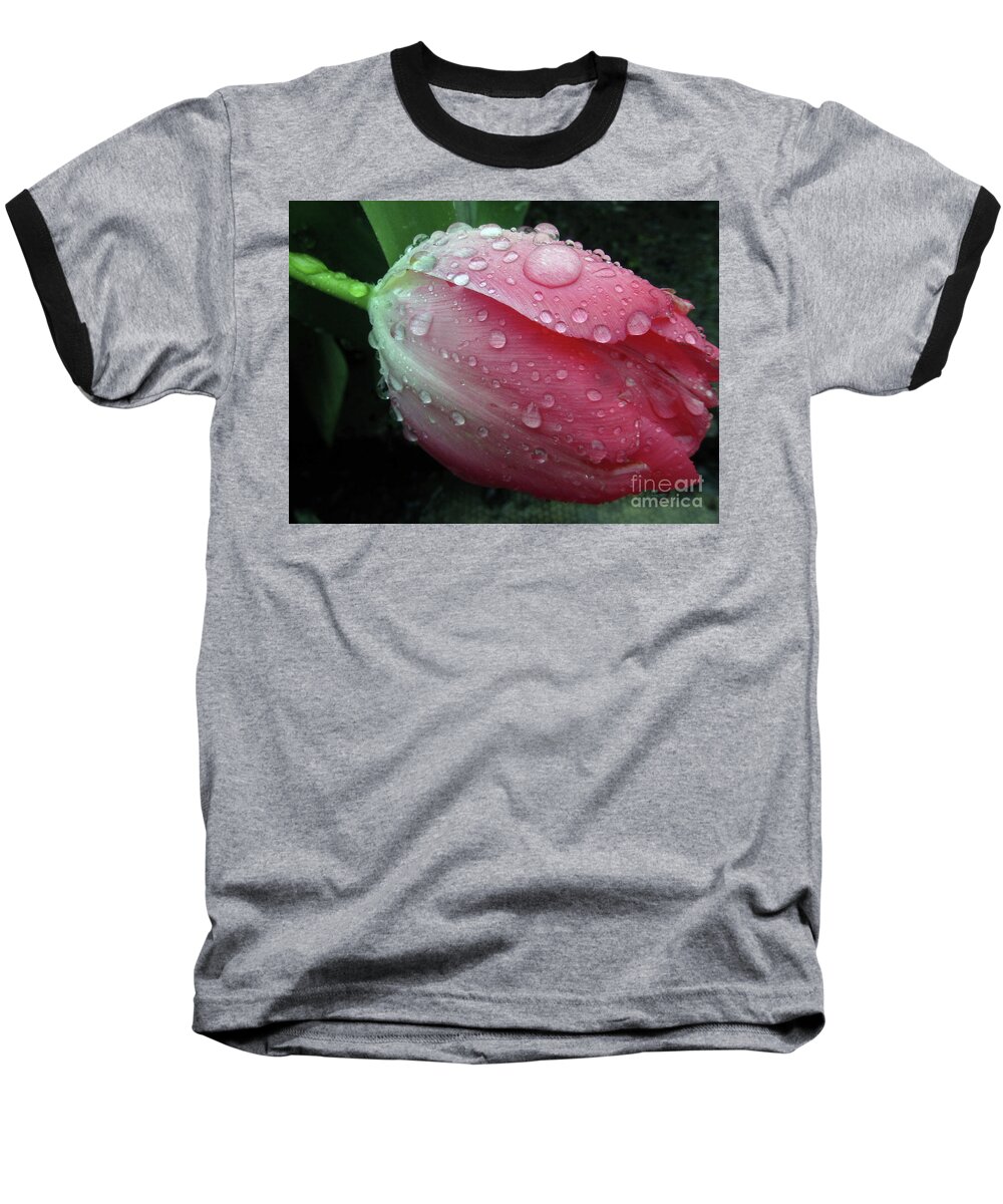 Tulips Baseball T-Shirt featuring the photograph Pink Drops 2 by Kim Tran