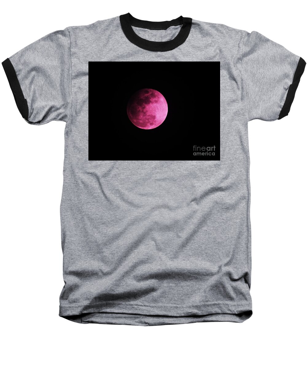 Full Moon Prints Baseball T-Shirt featuring the photograph Pink Full Moon in April 2017 by J L Zarek