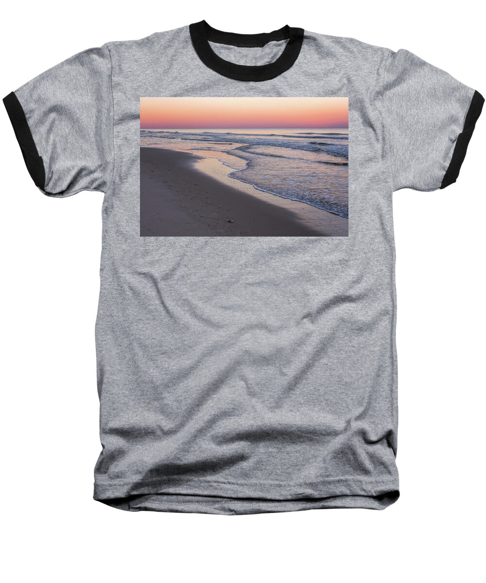 Terry D Photography Baseball T-Shirt featuring the photograph Pink Glow Seaside New Jersey 2017 by Terry DeLuco