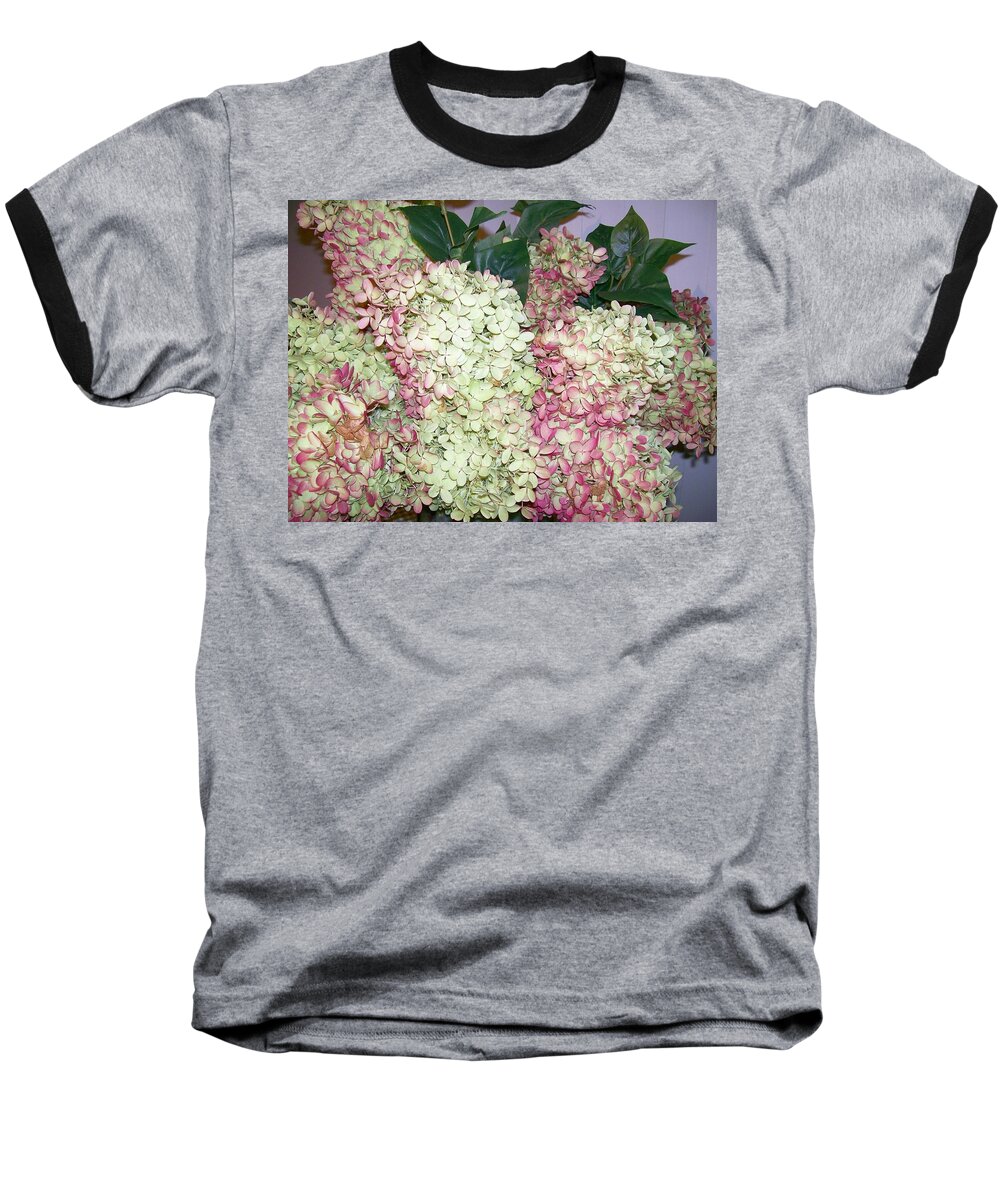 Photography Baseball T-Shirt featuring the digital art Pink Hydrangeas by Barbara S Nickerson