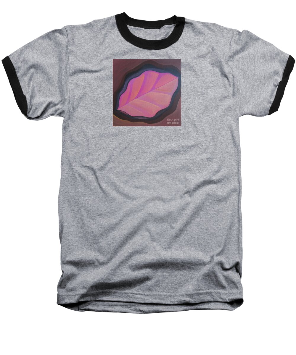 Pink Baseball T-Shirt featuring the painting Pink Leaf by Helena Tiainen