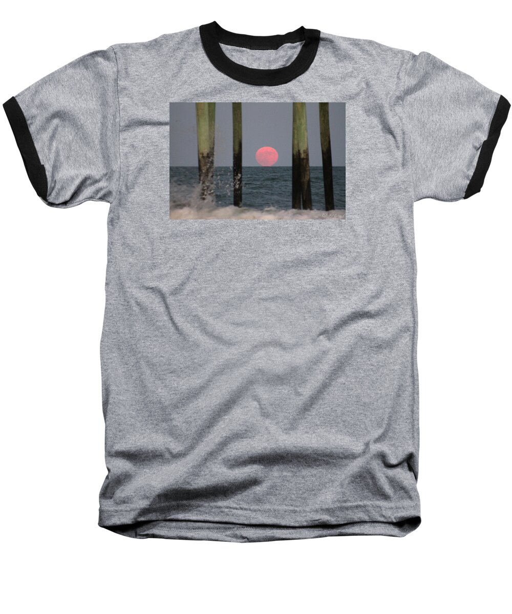 Moon Baseball T-Shirt featuring the photograph Pink Moon Rising by Robert Banach