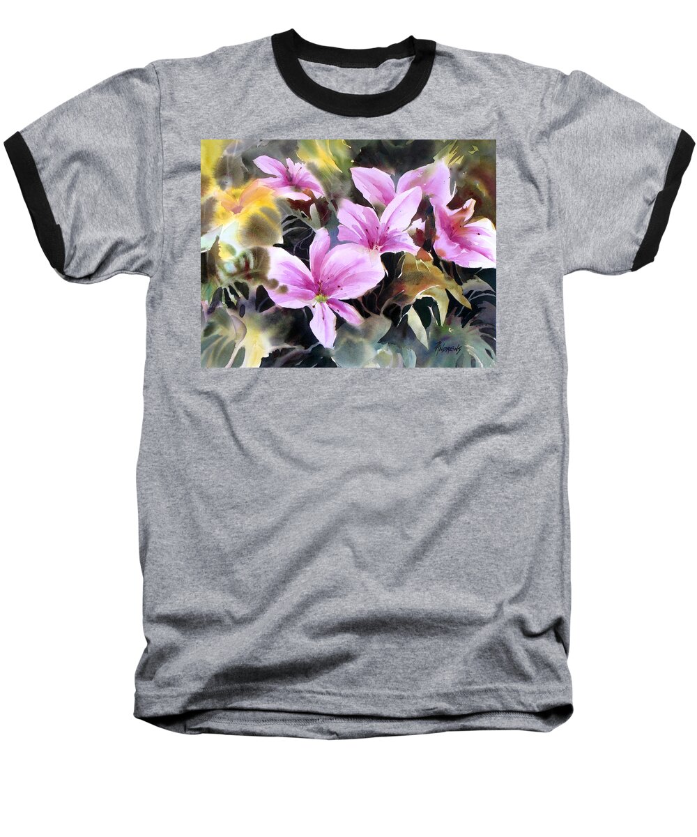 Floral Baseball T-Shirt featuring the painting Pink Prize by Rae Andrews