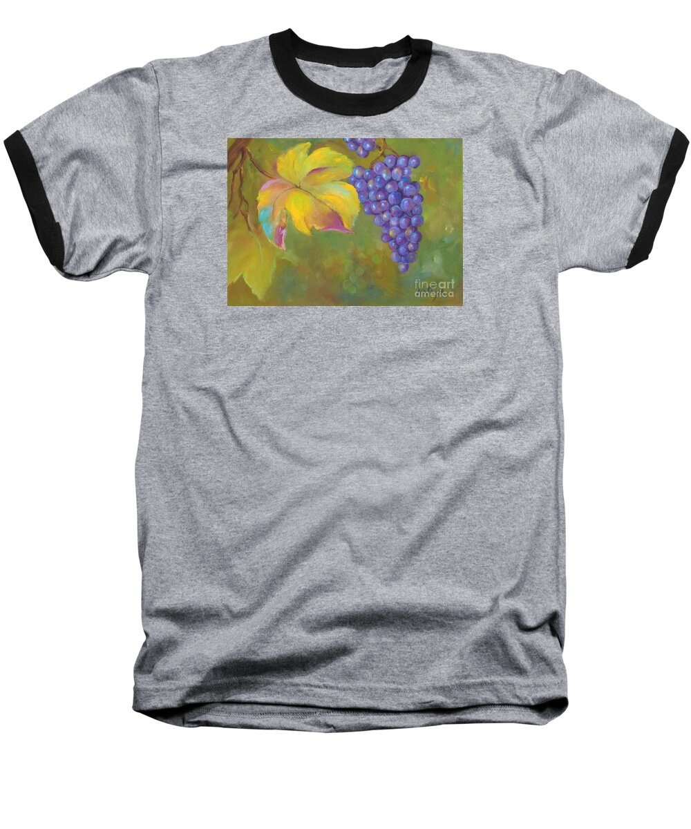 Wine Baseball T-Shirt featuring the painting Pinot on The Vine by Nataya Crow