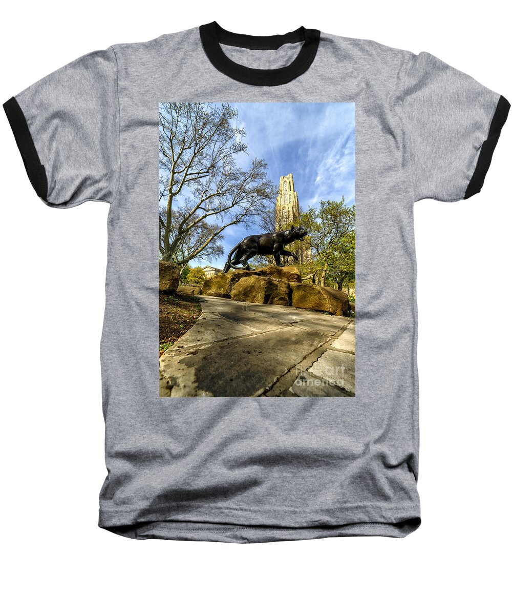 Cathedral Of Learning Baseball T-Shirt featuring the photograph Pitt Panther Cathedral of Learning by Thomas R Fletcher