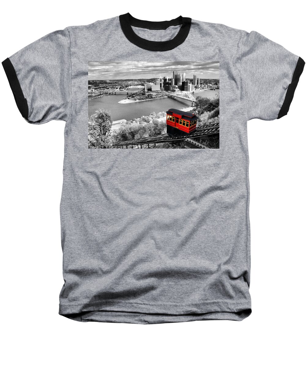 Pittsburgh Skyline Baseball T-Shirt featuring the photograph Pittsburgh From The Incline by Michelle Joseph-Long