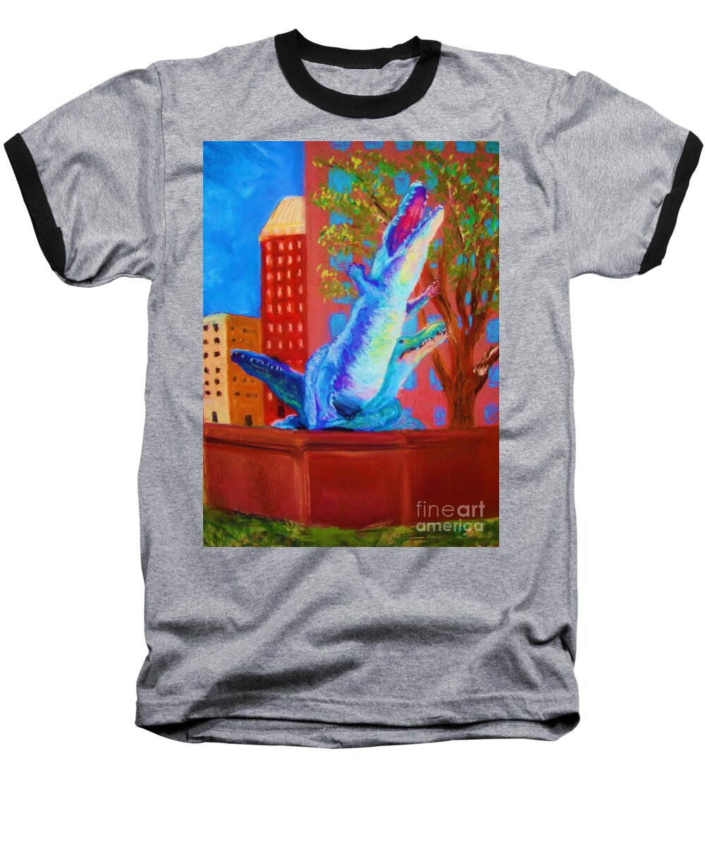 El Paso Baseball T-Shirt featuring the pastel Plaza by Melinda Etzold