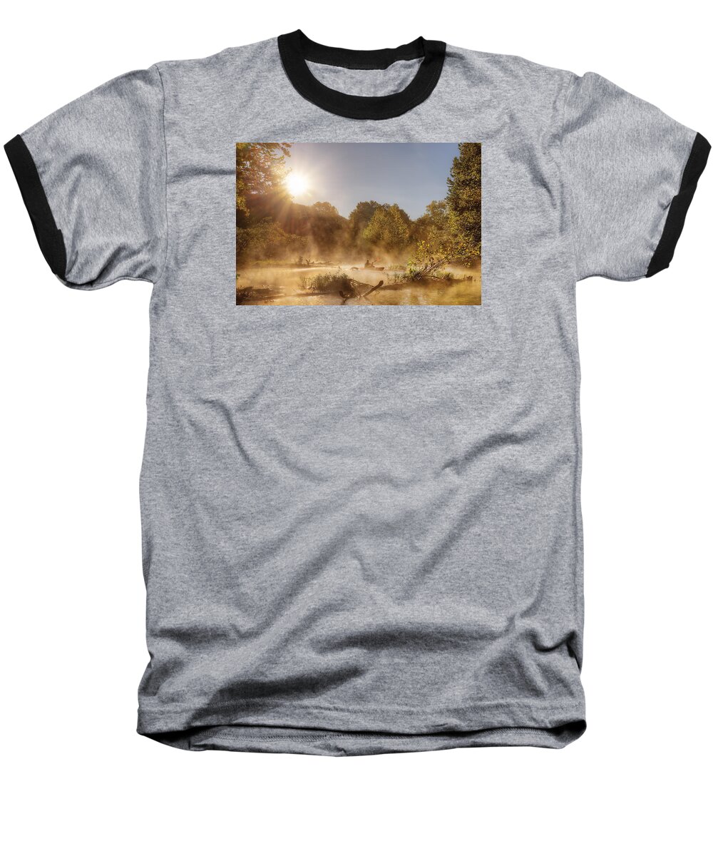 Alone Baseball T-Shirt featuring the photograph Plying Steamy Waters by Robert Charity