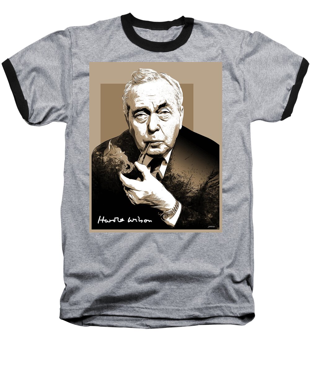 Harold Wilson Baseball T-Shirt featuring the digital art PM Harold Wilson by Greg Joens