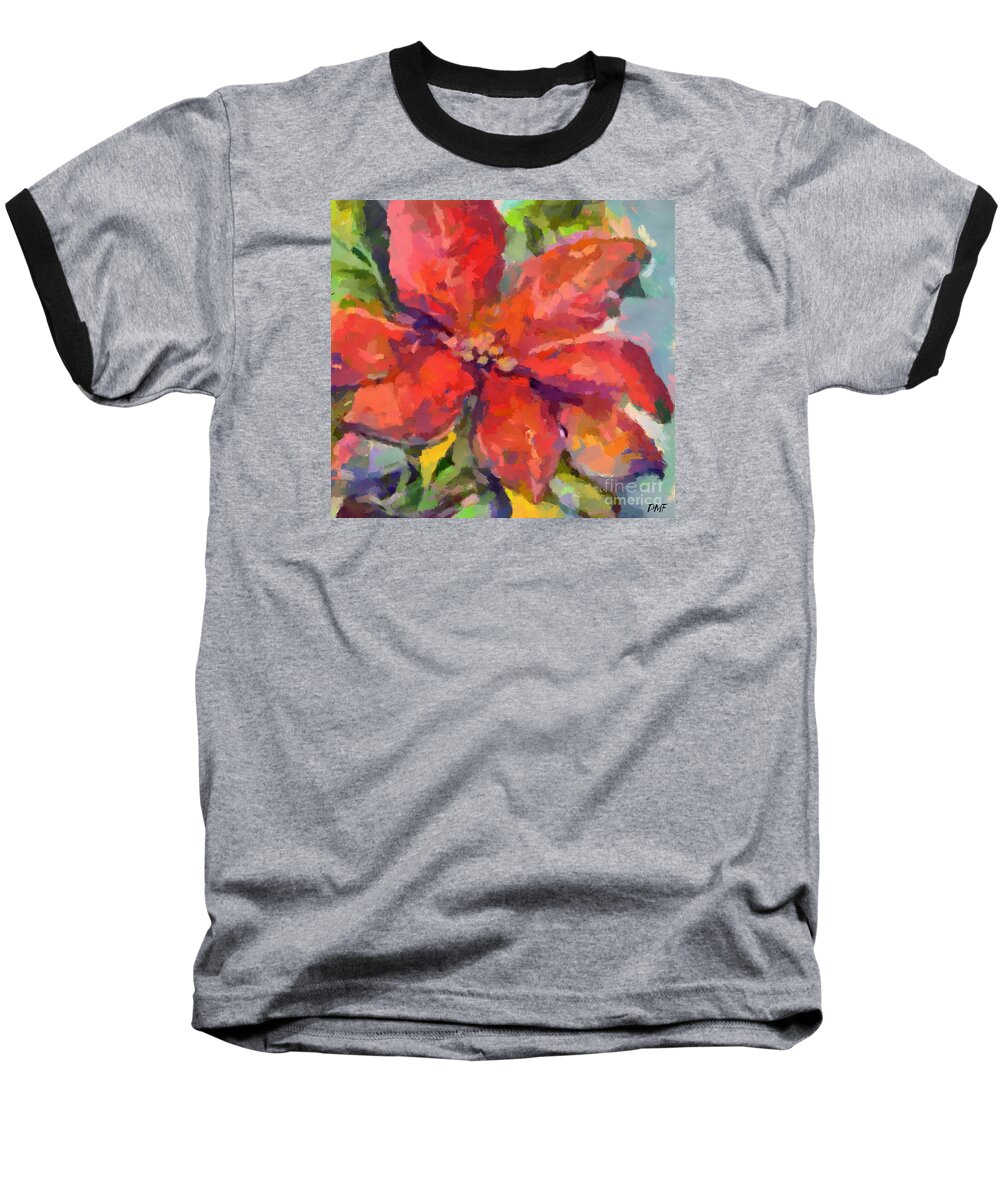 Still Life Baseball T-Shirt featuring the painting Poinsettia by Dragica Micki Fortuna