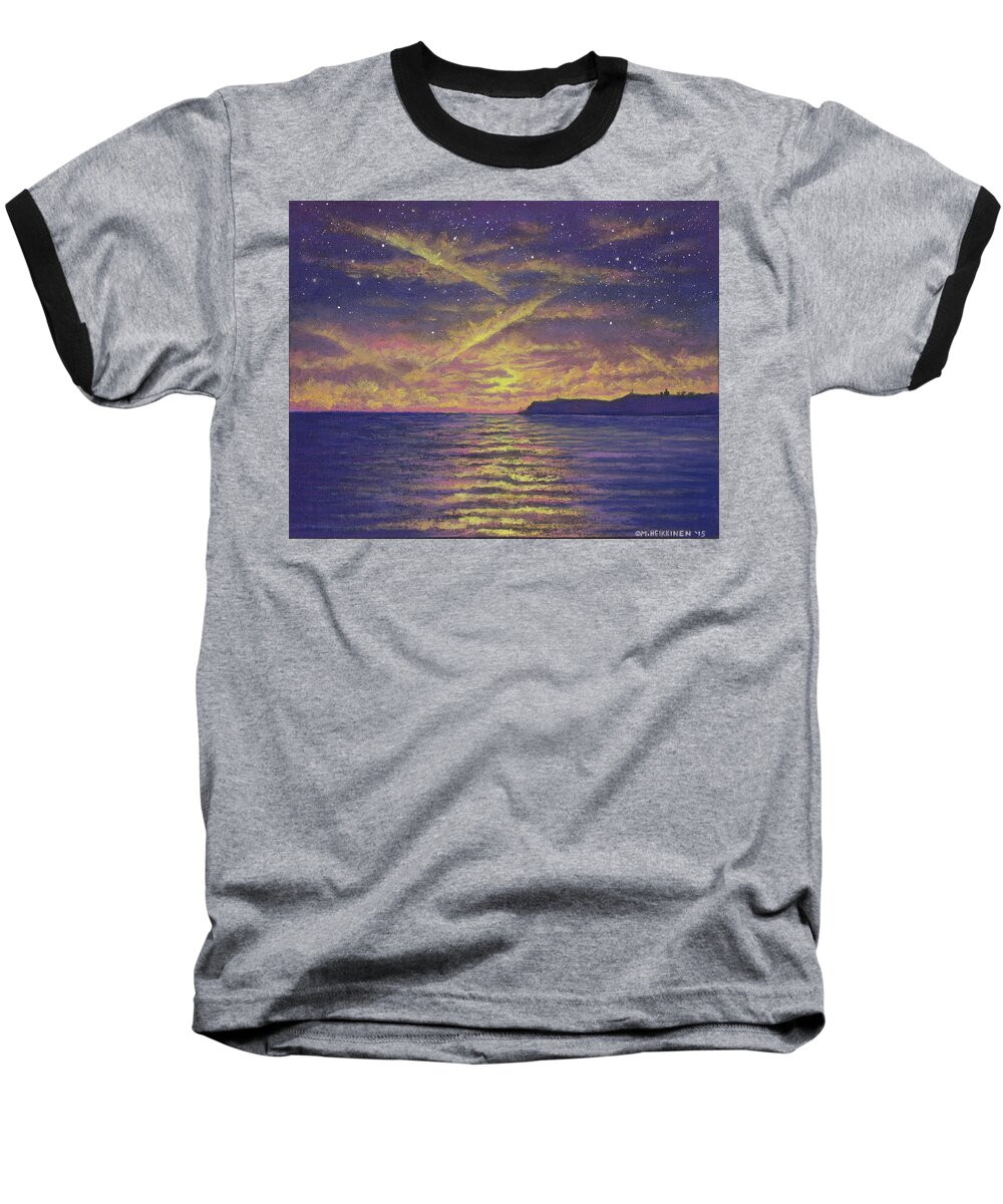 Point Baseball T-Shirt featuring the pastel Point Loma Sunset 01 by Michael Heikkinen