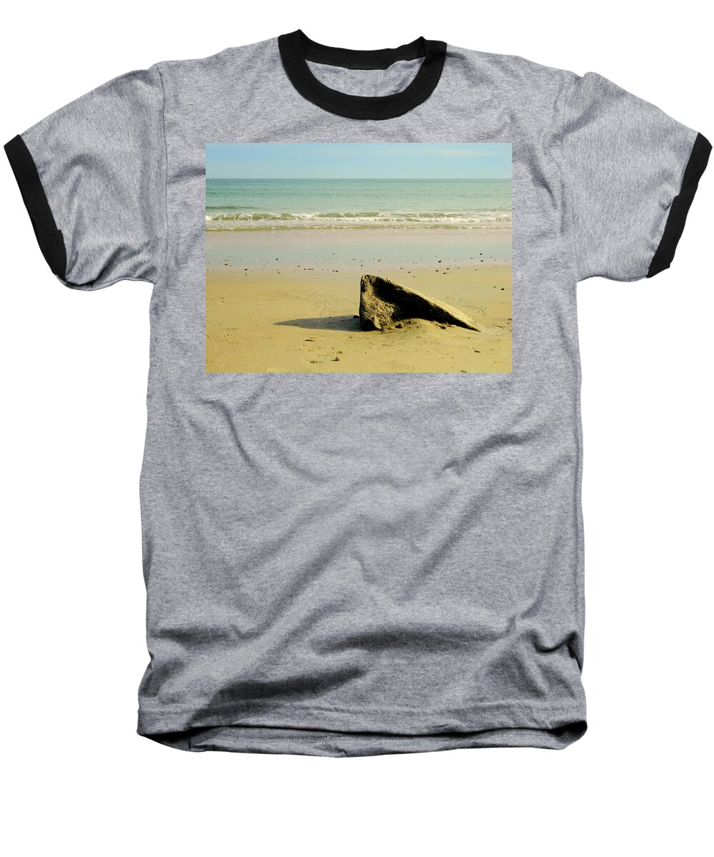 Aquinna Baseball T-Shirt featuring the photograph Pointed Rock at Squibby by Kathy Barney