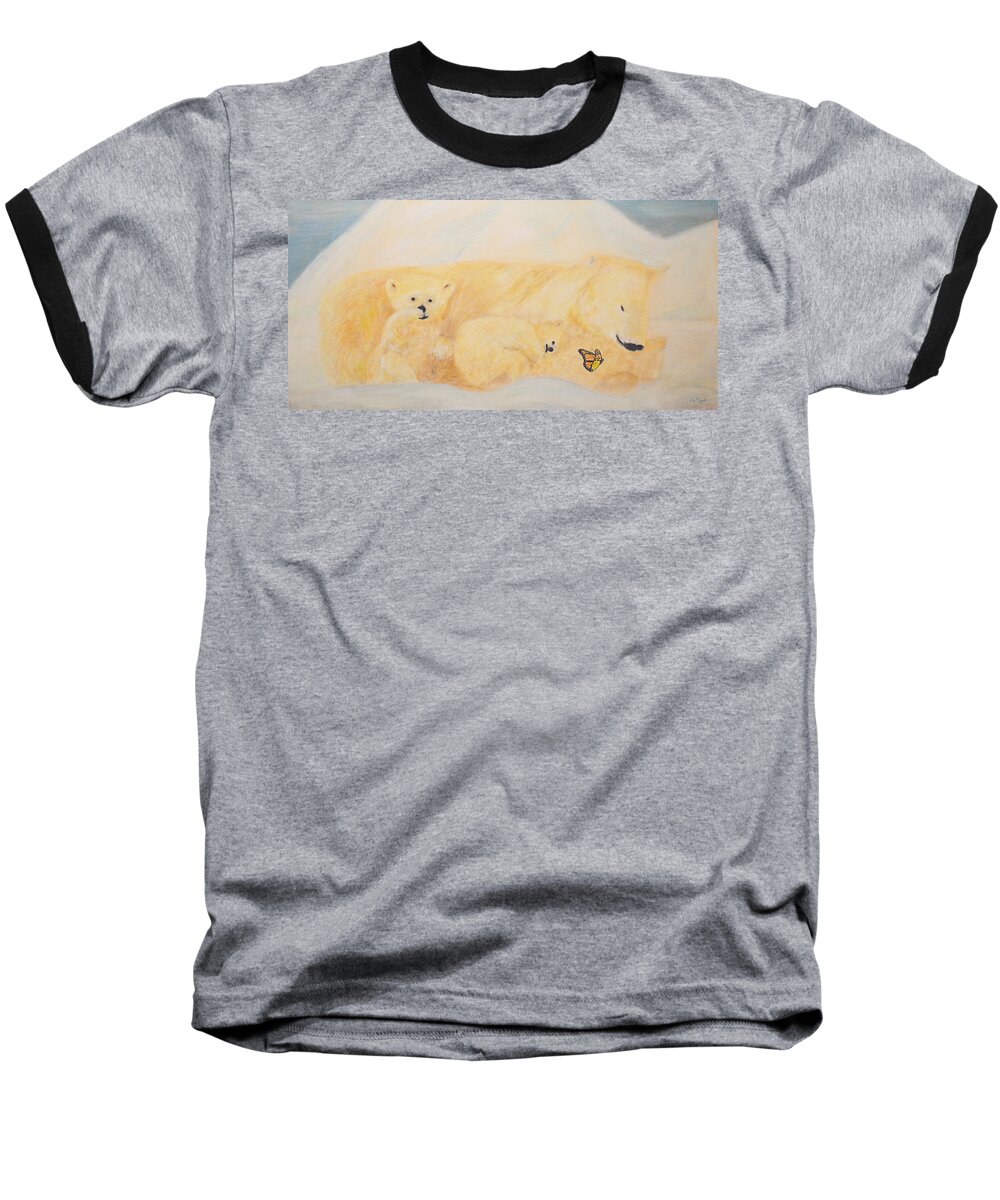 Alaska Baseball T-Shirt featuring the painting Polar Bears 2 by Ken Figurski