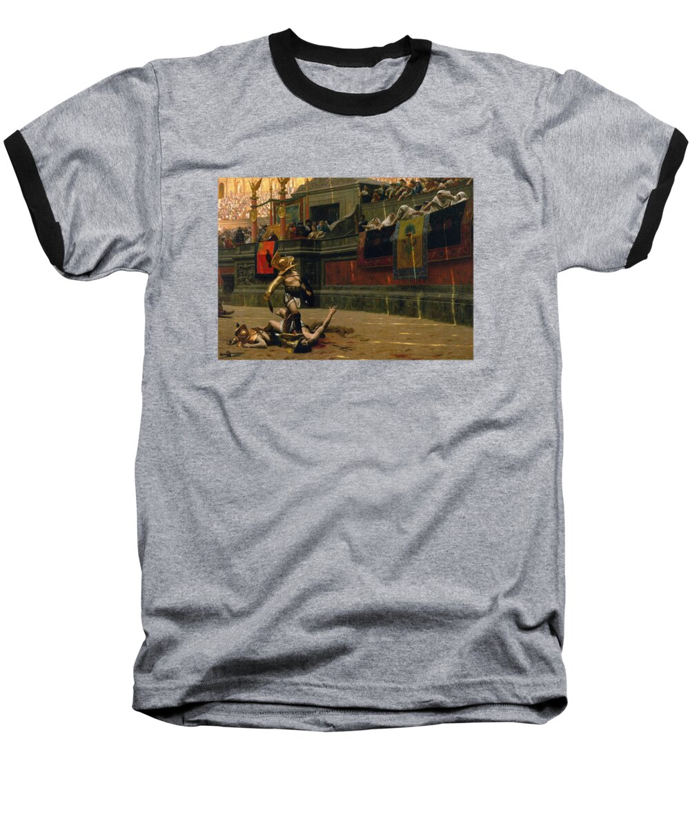 Pollice Verso Baseball T-Shirt featuring the painting Pollice Verso by War Is Hell Store