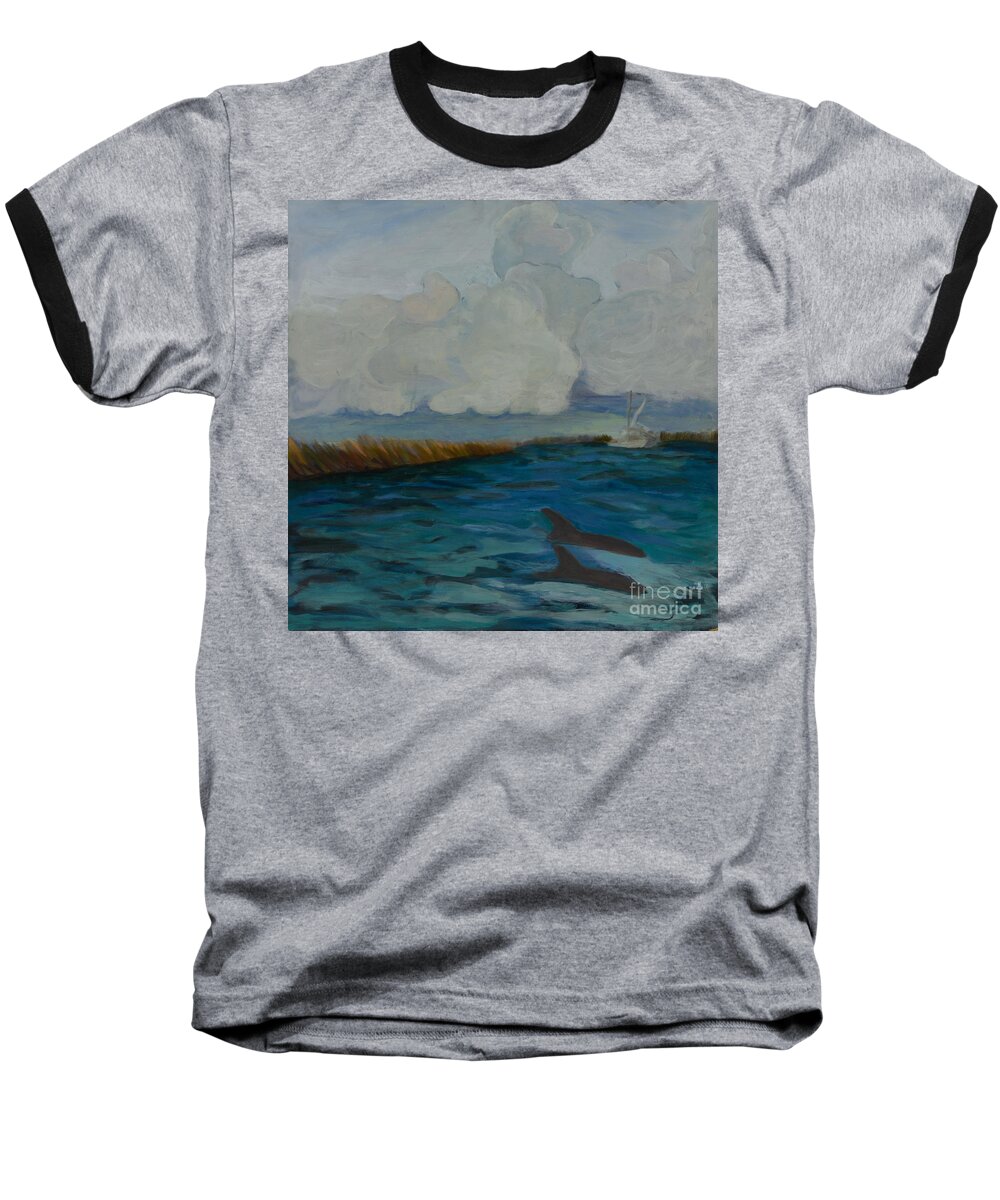 Pointe Au Chien Baseball T-Shirt featuring the painting Pointe aux Chien by Carol Oufnac Mahan