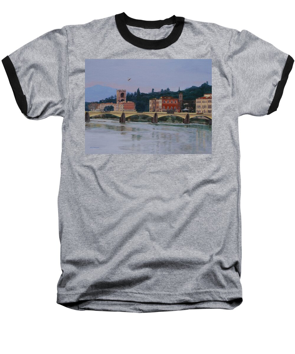 Acrylic Baseball T-Shirt featuring the painting Ponte Vecchio landscape by Lynne Reichhart