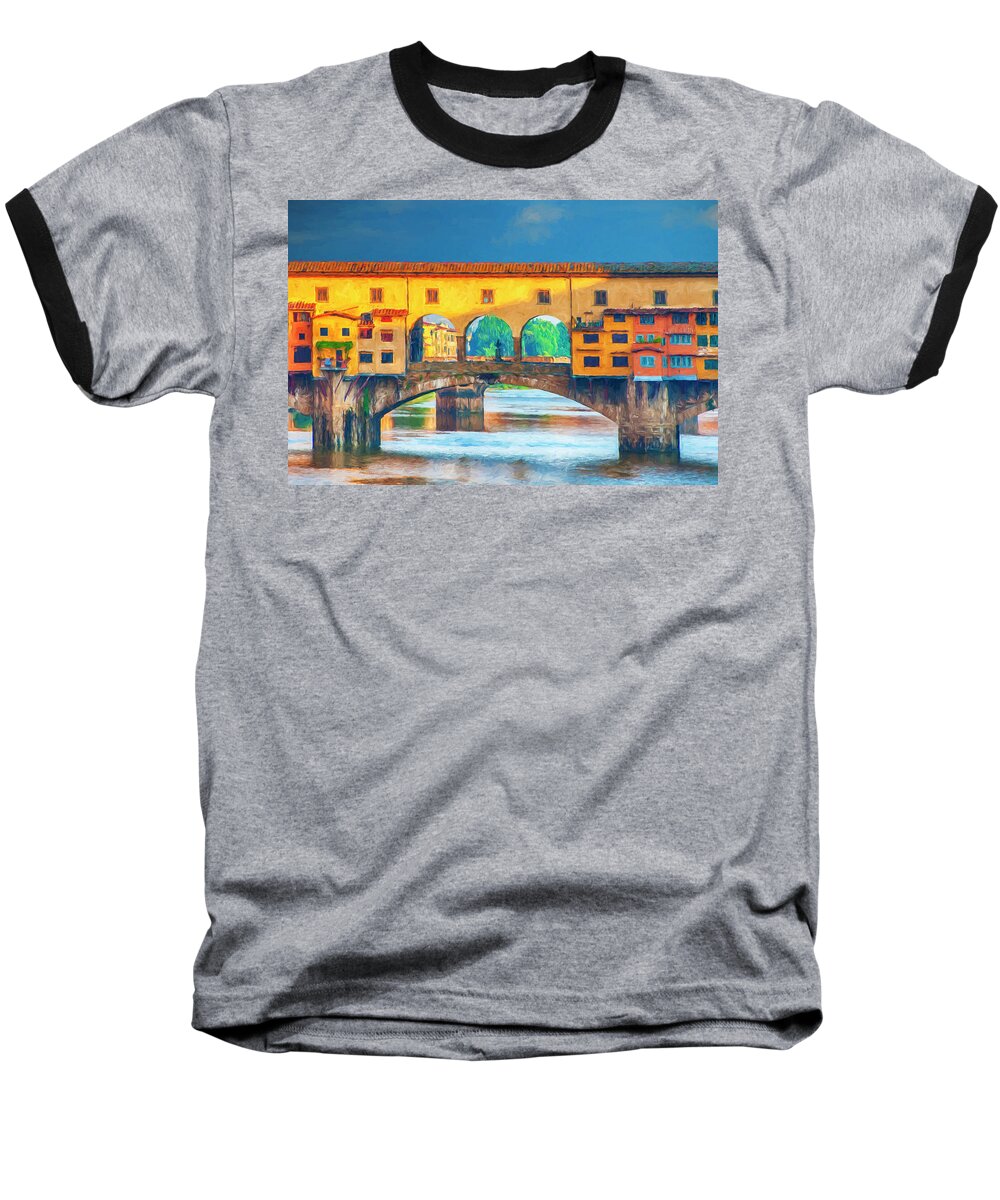 Ponte Vecchio Baseball T-Shirt featuring the digital art Ponte Vecchio Impression by Mick Burkey