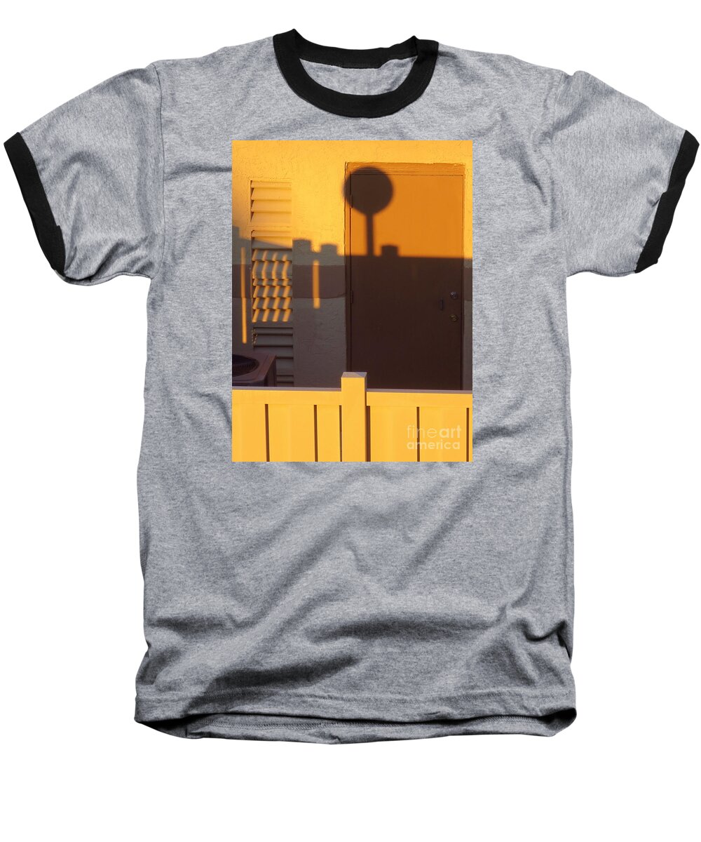 Pool House At Sunrise. Baseball T-Shirt featuring the photograph Pool House Shadow at Sunrise. by Robert Birkenes
