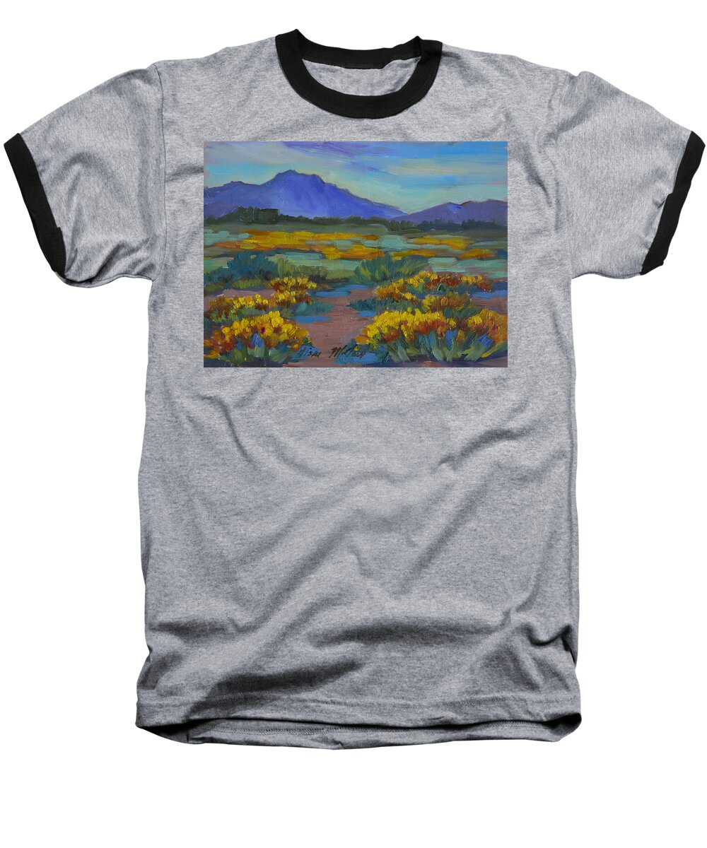 Poppy Baseball T-Shirt featuring the painting Poppies at San Carlos by Diane McClary
