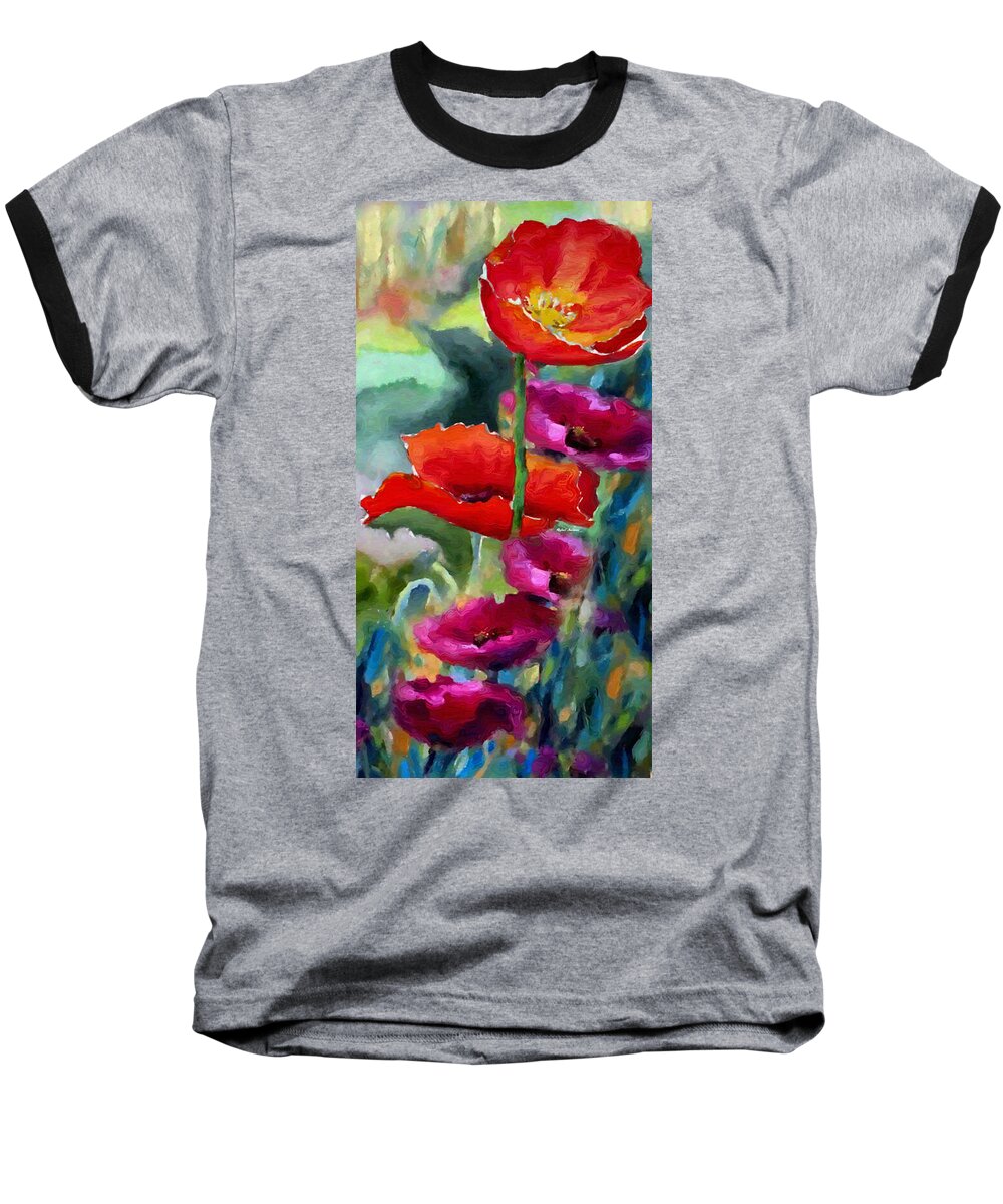 Rafael Salazar Baseball T-Shirt featuring the painting Poppies in watercolor by Rafael Salazar
