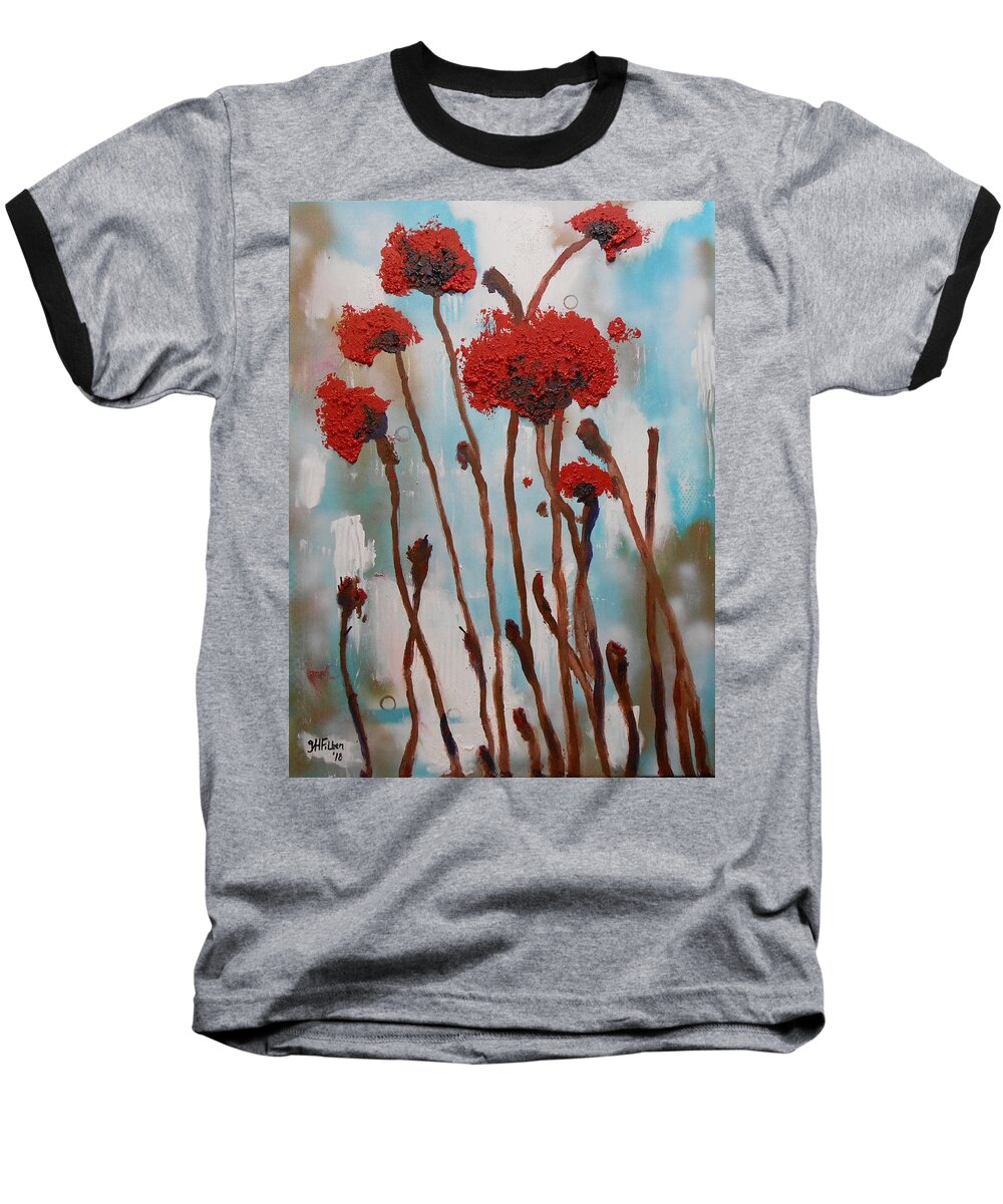 Abstract Baseball T-Shirt featuring the painting Poppy Field by GH FiLben