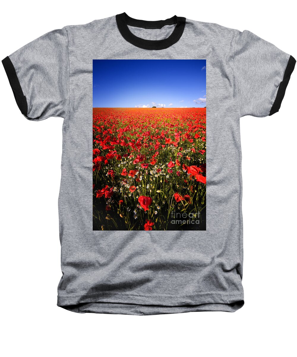 Beautiful Baseball T-Shirt featuring the photograph Poppy Field by Meirion Matthias