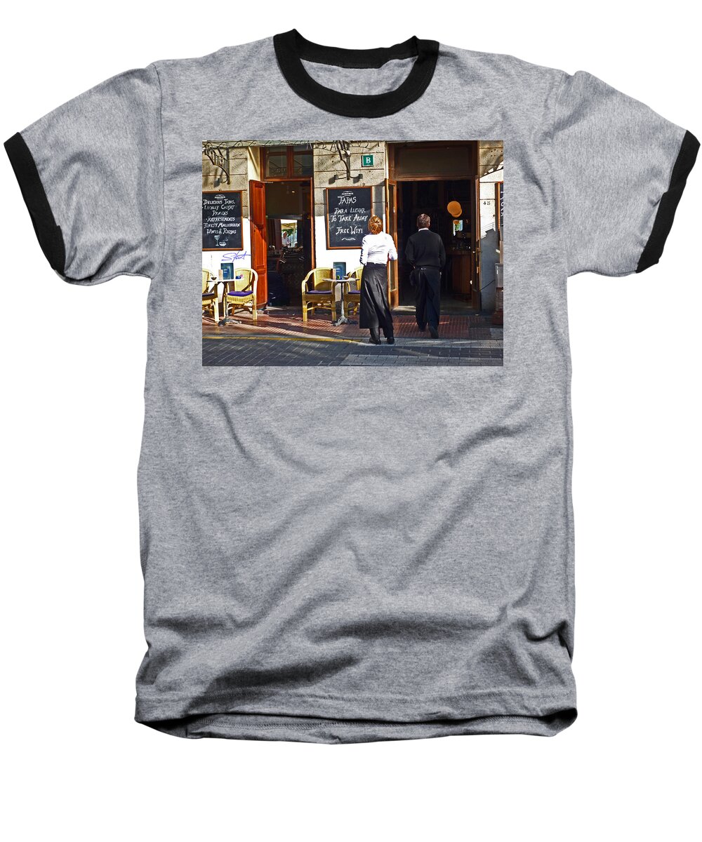 Cafe Baseball T-Shirt featuring the painting Port De Soller by Charles Stuart