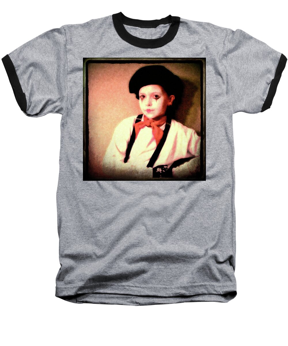 Portrait Baseball T-Shirt featuring the photograph Portrait of a Young Mime by Susan Lafleur