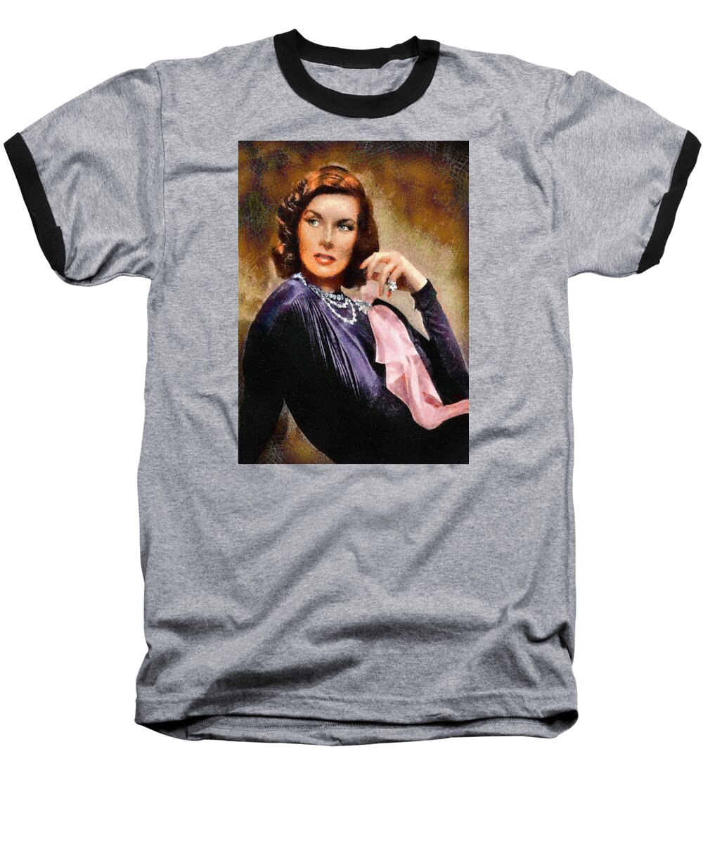 Portrait Baseball T-Shirt featuring the digital art Portrait of Katherine Hepburn by Charmaine Zoe