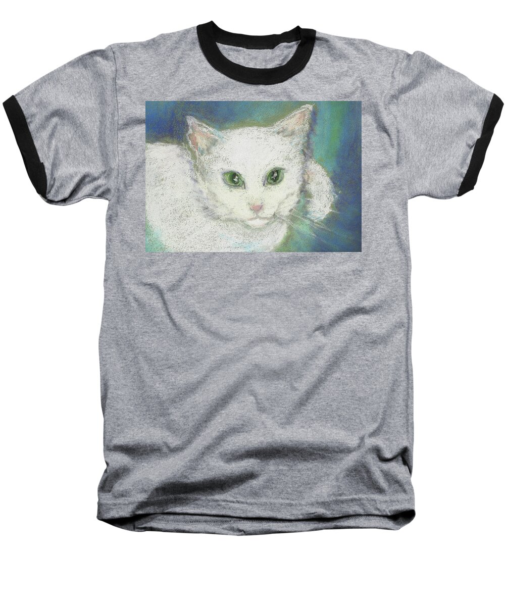 Cat Baseball T-Shirt featuring the drawing Portrait of Misty by Denise F Fulmer