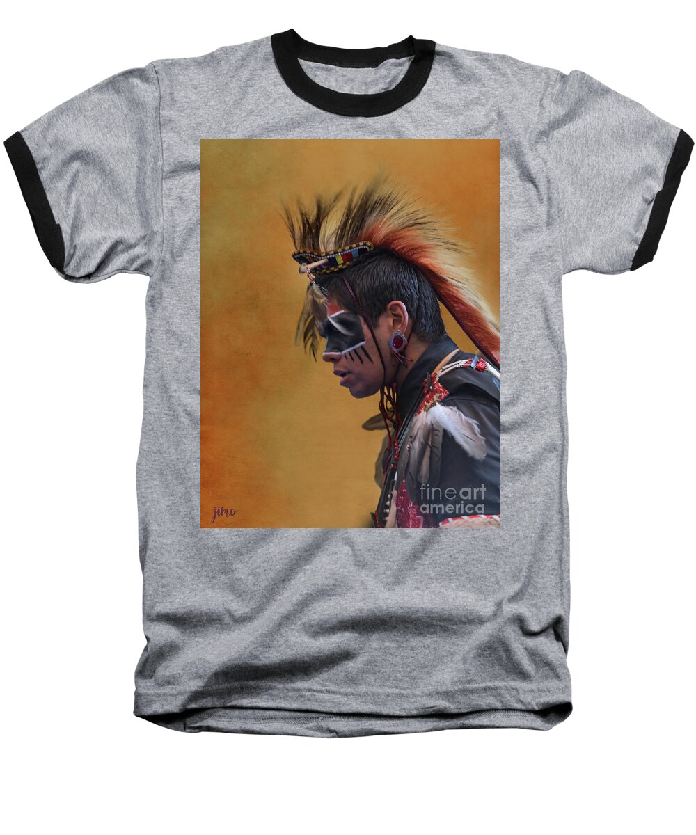 Pow Wow Baseball T-Shirt featuring the mixed media Pow Wow by Jim Hatch