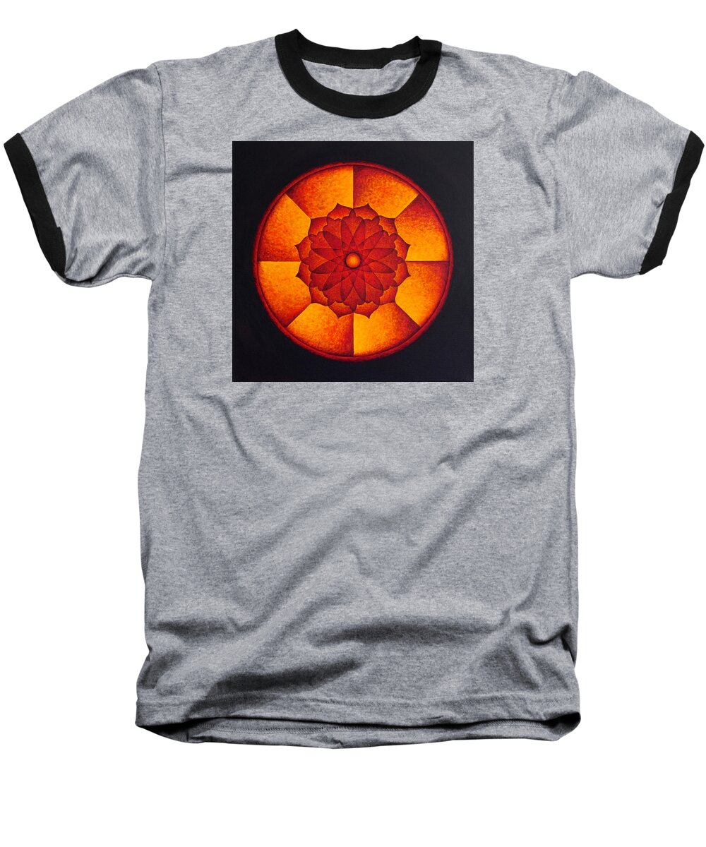 Mandala Baseball T-Shirt featuring the painting Power wheel by Erik Grind