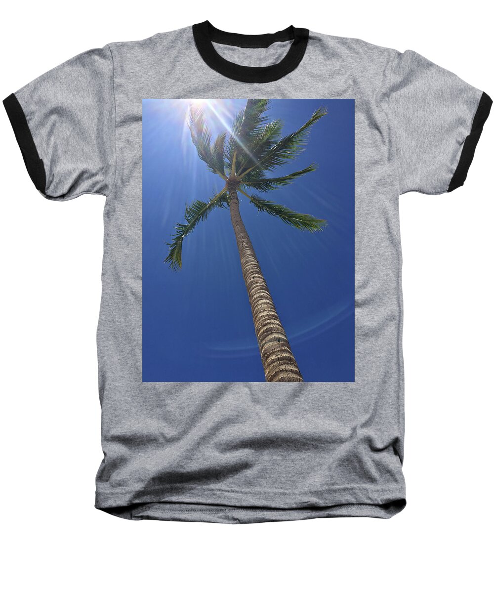 Palm Tree Photography Baseball T-Shirt featuring the photograph Powerful Palm by Karen Nicholson