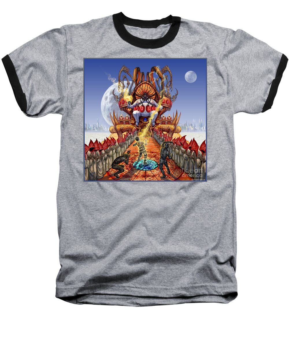 Fantasy Art Baseball T-Shirt featuring the mixed media Powerless To Power by Tony Koehl