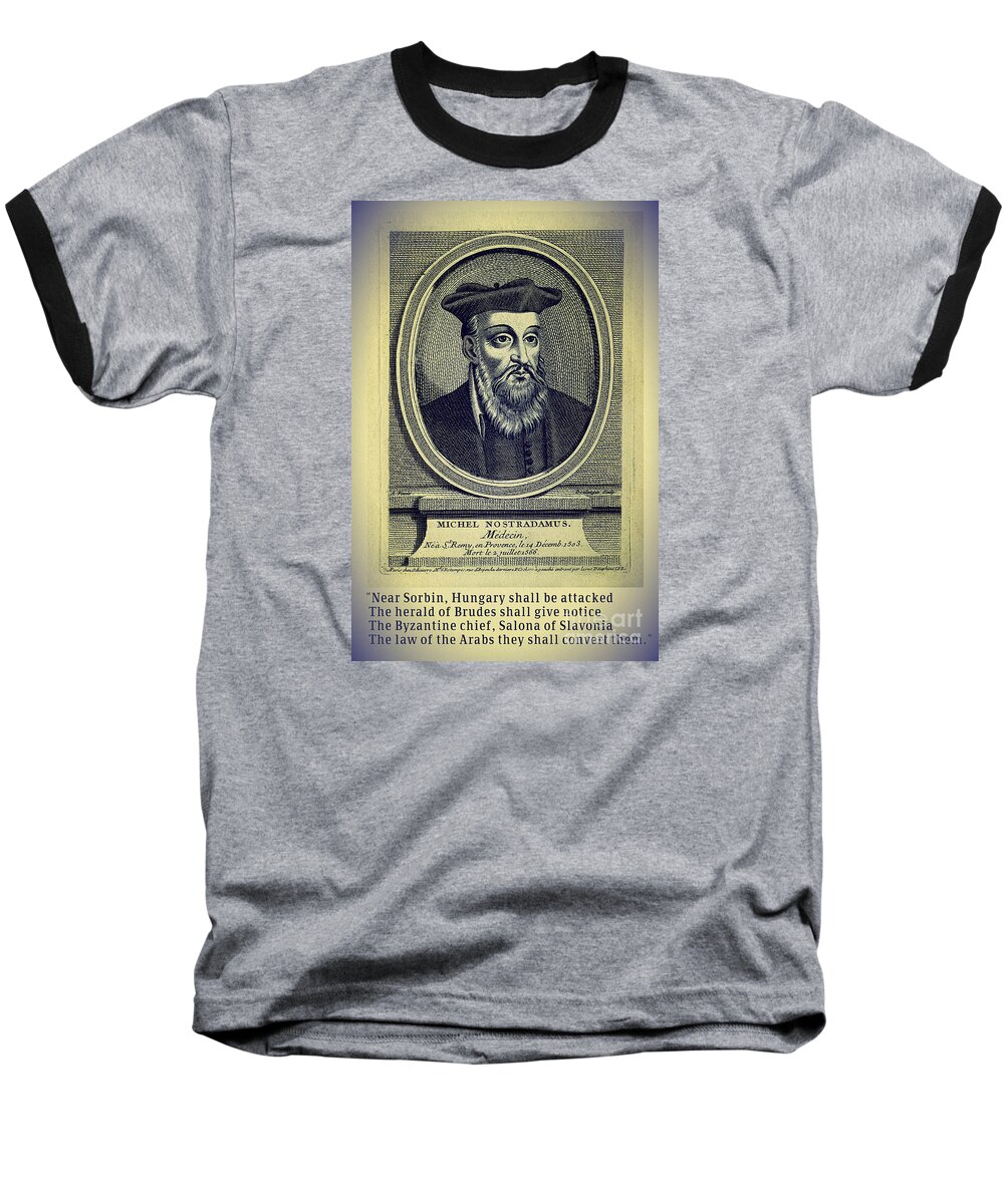 Nostradamus Baseball T-Shirt featuring the digital art Predictions of Nostradamus 4 by Binka Kirova