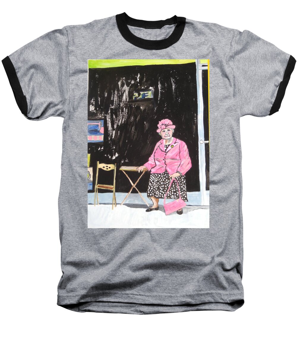 Pretty In Pink Baseball T-Shirt featuring the painting Pretty in Pink by Esther Newman-Cohen