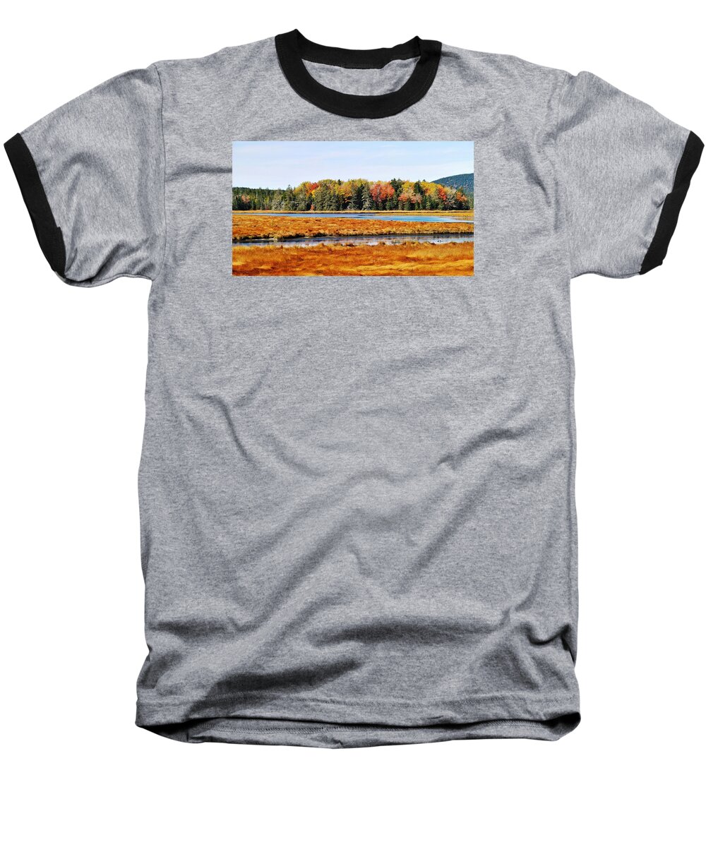  Acadia National Park Baseball T-Shirt featuring the photograph Pretty Marsh 2 by Mike Breau