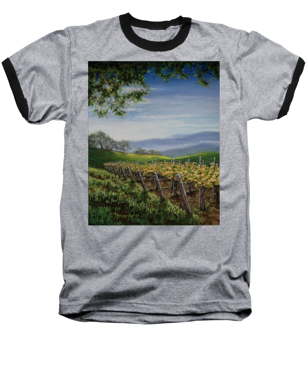 Vineyards Baseball T-Shirt featuring the pastel Private Selection by Denise Horne-Kaplan