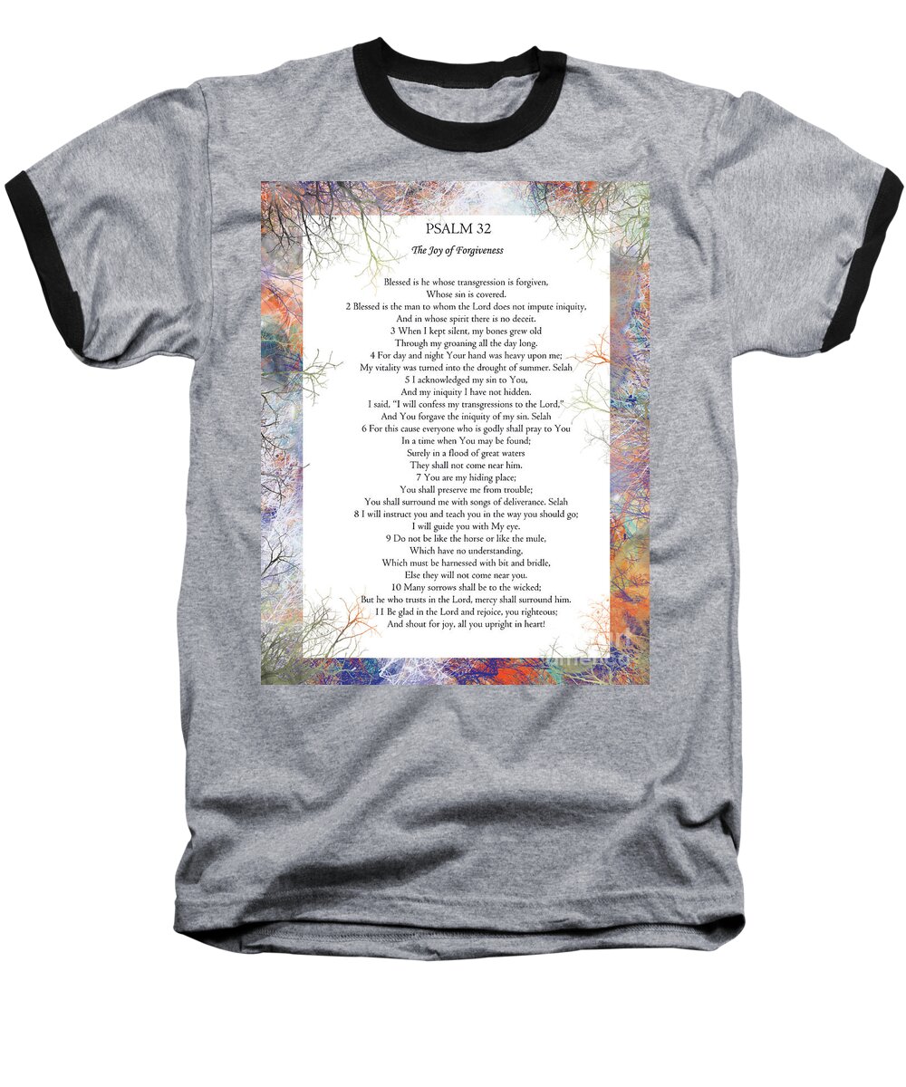 Psalm 32 Baseball T-Shirt featuring the digital art Psalm 32 by Trilby Cole