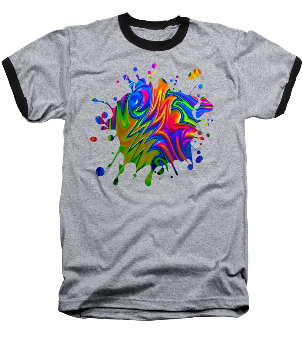 Rainbow Baseball T-Shirt featuring the digital art Psychedelic Rainbow Fractal by Becky Herrera