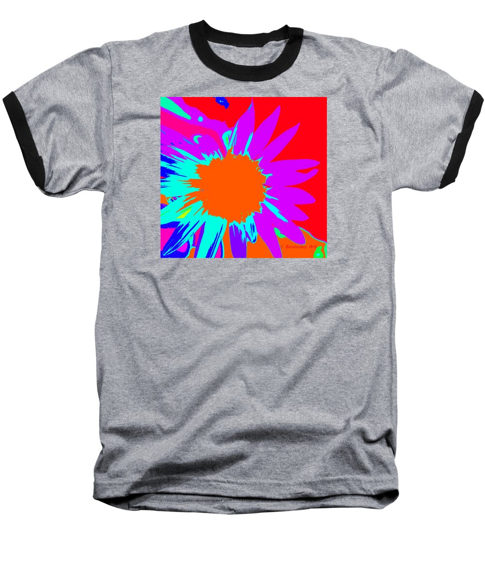 Flower Baseball T-Shirt featuring the photograph Psychedelic Sunflower by Charles Benavidez
