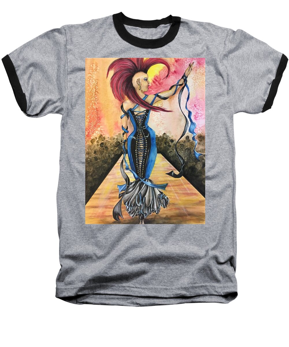  Woman Baseball T-Shirt featuring the painting Punk Rock Opera by Mastiff Studios