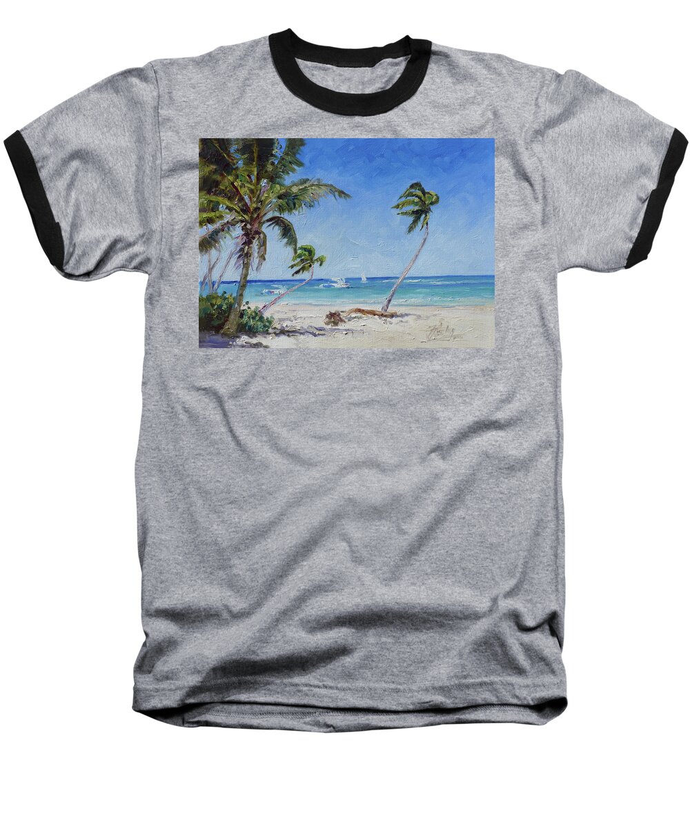Punta Cana Baseball T-Shirt featuring the painting Punta Cana Bavaro - Sea beach 14 by Irek Szelag