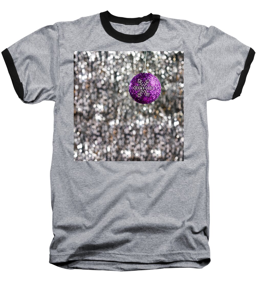 Advent Baseball T-Shirt featuring the photograph Purple Christmas Bauble by U Schade