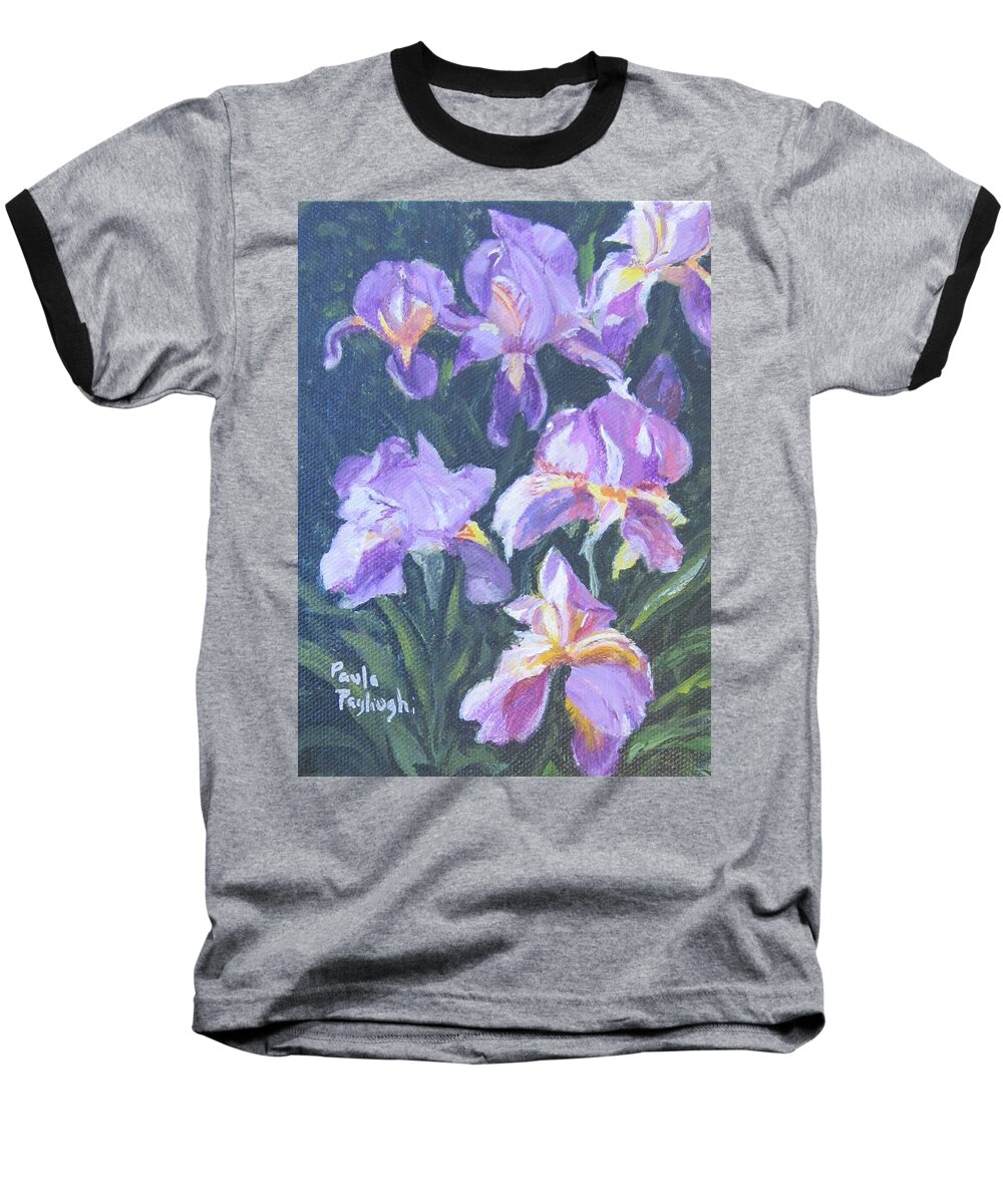 Painting Baseball T-Shirt featuring the painting Purple Iris by Paula Pagliughi