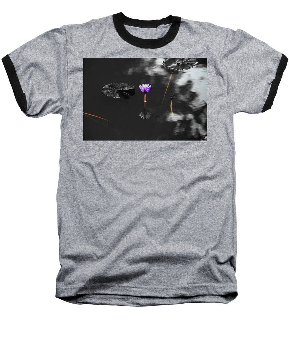 Bloom Baseball T-Shirt featuring the photograph Purple Lily in Black and White by Dennis Dame
